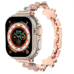 Pulseira de Relógio em Liga de Zinco com Flor de 5 Pétalas, Para Apple Watch SE 2023 44mm, Para Apple Watch SE 2023 40mm, Para Apple Watch Ultra 2 49mm, Para Apple Watch Series 9 45mm, Para Apple Watch Series 9 41mm, Para Apple Watch Ultra 49mm