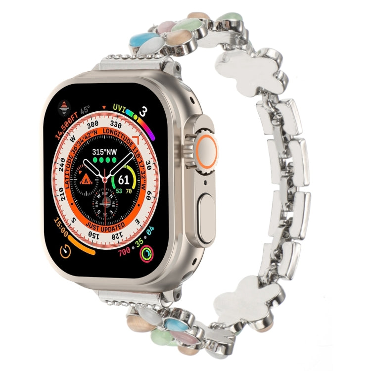 Pulseira de Relógio em Liga de Zinco com Flor de 5 Pétalas, Para Apple Watch SE 2023 44mm, Para Apple Watch SE 2023 40mm, Para Apple Watch Ultra 2 49mm, Para Apple Watch Series 9 45mm, Para Apple Watch Series 9 41mm, Para Apple Watch Ultra 49mm
