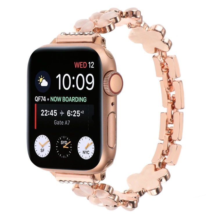 Pulseira de Relógio em Liga de Zinco com Flor de 5 Pétalas, Para Apple Watch 42mm, Para Apple Watch 38mm