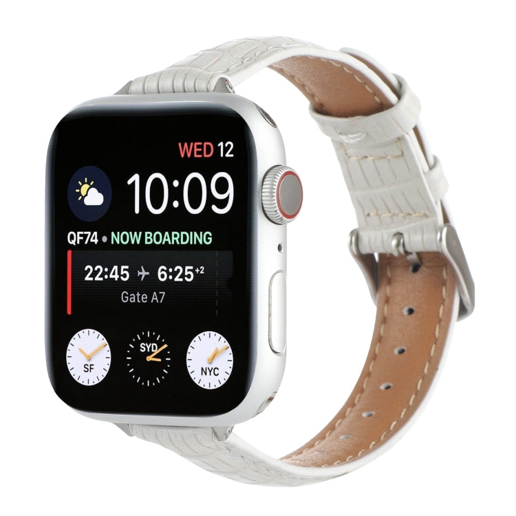 Slim Crocodile Leather Watch Band, For Apple Watch SE 2023 44mm, For Apple Watch SE 2023 40mm, For Apple Watch Ultra 2 49mm, For Apple Watch Series 9 45mm, For Apple Watch Series 9 41mm, For Apple Watch Ultra 49mm
