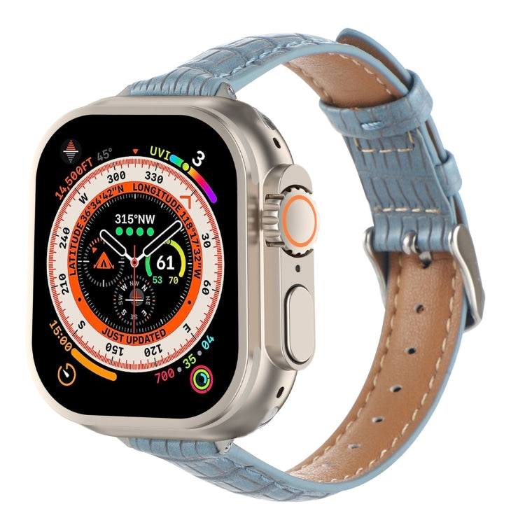 Slim Crocodile Leather Watch Band, For Apple Watch SE 2023 44mm, For Apple Watch SE 2023 40mm, For Apple Watch Ultra 2 49mm, For Apple Watch Series 9 45mm, For Apple Watch Series 9 41mm, For Apple Watch Ultra 49mm