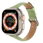 Slim Crocodile Leather Watch Band, For Apple Watch SE 2023 44mm, For Apple Watch SE 2023 40mm, For Apple Watch Ultra 2 49mm, For Apple Watch Series 9 45mm, For Apple Watch Series 9 41mm, For Apple Watch Ultra 49mm