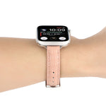 Pulseira de Relógio em Pele de Crocodilo Slim, Para Apple Watch Series 8 41mm, Para Apple Watch Series 8 45mm, Para Apple Watch SE 2022 40mm, Para Apple Watch SE 2022 44mm, Para Apple Watch Series 7 41mm, Para Apple Watch Series 7 45mm