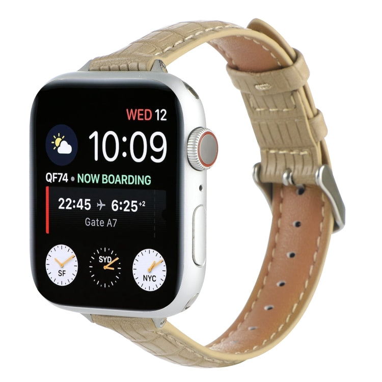 Pulseira de Relógio em Pele de Crocodilo Slim, Para Apple Watch Series 8 41mm, Para Apple Watch Series 8 45mm, Para Apple Watch SE 2022 40mm, Para Apple Watch SE 2022 44mm, Para Apple Watch Series 7 41mm, Para Apple Watch Series 7 45mm