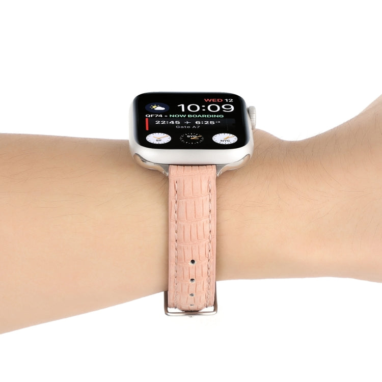 Pulseira de Relógio em Pele de Crocodilo Slim, Para Apple Watch Series 4 44mm, Para Apple Watch Series 4 40mm, Para Apple Watch Series 3 38mm, Para Apple Watch Series 3 42mm, Para Apple Watch Series 2 42mm, Para Apple Watch Series 2 38mm