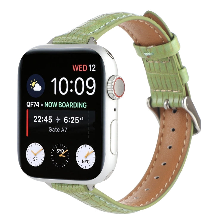 Pulseira de Relógio em Pele de Crocodilo Slim, Para Apple Watch Series 4 44mm, Para Apple Watch Series 4 40mm, Para Apple Watch Series 3 38mm, Para Apple Watch Series 3 42mm, Para Apple Watch Series 2 42mm, Para Apple Watch Series 2 38mm