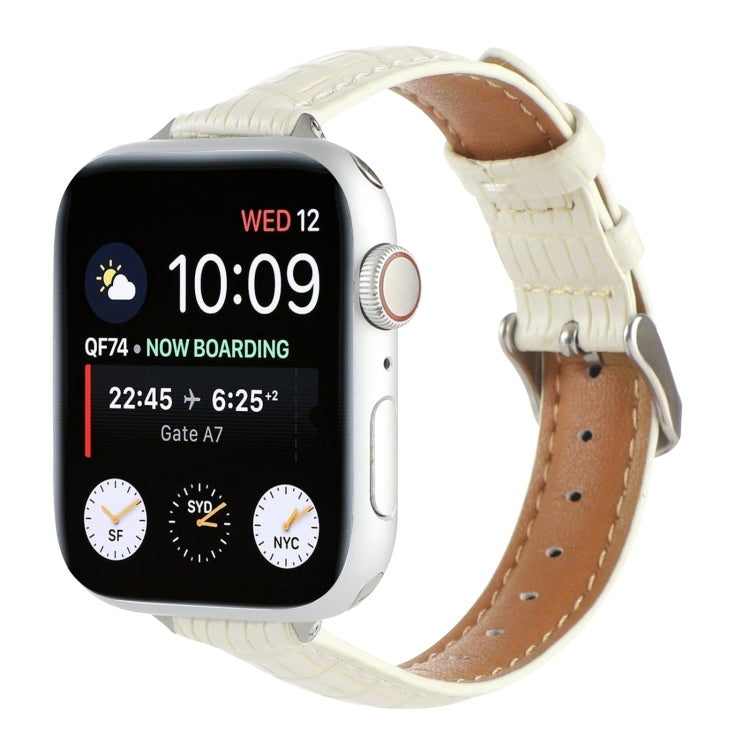 Pulseira de Relógio em Pele de Crocodilo Slim, Para Apple Watch Series 4 44mm, Para Apple Watch Series 4 40mm, Para Apple Watch Series 3 38mm, Para Apple Watch Series 3 42mm, Para Apple Watch Series 2 42mm, Para Apple Watch Series 2 38mm