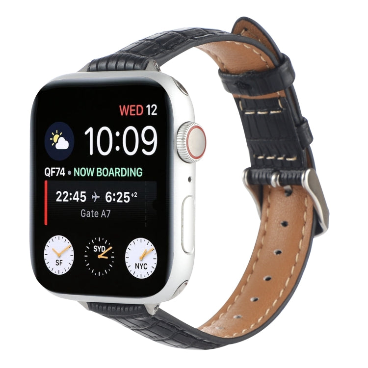Pulseira de Relógio em Pele de Crocodilo Slim, Para Apple Watch Series 4 44mm, Para Apple Watch Series 4 40mm, Para Apple Watch Series 3 38mm, Para Apple Watch Series 3 42mm, Para Apple Watch Series 2 42mm, Para Apple Watch Series 2 38mm