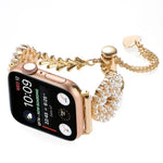 Correia de Relógio em Metal com Corrente de Liga de Zinco Redonda com Pérolas, Para Apple Watch 42mm, Para Apple Watch 38mm
