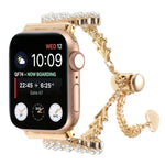 Correia de Relógio em Metal com Corrente de Liga de Zinco Redonda com Pérolas, Para Apple Watch 42mm, Para Apple Watch 38mm