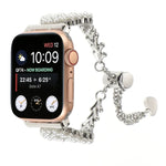 Correia de Relógio em Metal com Corrente de Liga de Zinco Redonda com Pérolas, Para Apple Watch 42mm, Para Apple Watch 38mm