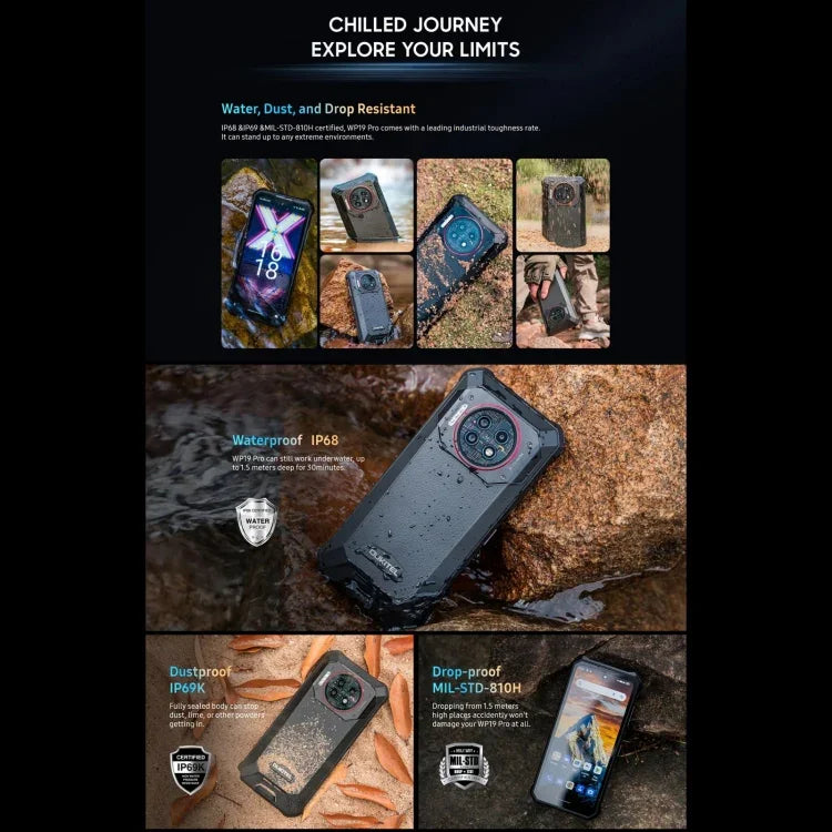 Oukitel WP19 Pro, 6,8 polegadas MediaTek Helio G99 Octa-core, NFC, Rede: 4G, WP19 Pro 8GB+256GB