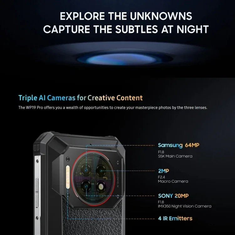 Oukitel WP19 Pro, 6,8 polegadas MediaTek Helio G99 Octa-core, NFC, Rede: 4G, WP19 Pro 8GB+256GB