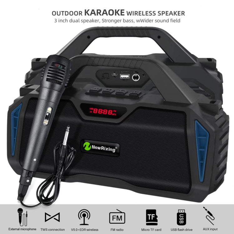 NewRixing NR6011 Altifalante Bluetooth Sem Fios Portátil 20W TWS Subwoofer, NR6011