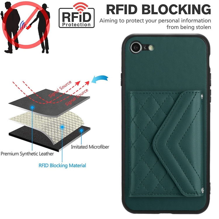Capa de telemóvel com bolsa para cartões de textura rombica RFID com cordão longo, para iPhone SE 2022 / SE 2020, para iPhone 13 Pro Max, para iPhone 13 Pro, para iPhone 13, para iPhone 13 mini, para iPhone 12, para iPhone 12 Pro Max, para iPhone 12 Pro