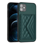 Capa de telemóvel com bolsa para cartões de textura rombica RFID com cordão longo, para iPhone 12 mini, para iPhone 11 Pro Max, para iPhone 11, para iPhone 11 Pro, para iPhone XS / X, para iPhone XR, para iPhone XS Max, para iPhone 8 Plus / 7 Plus