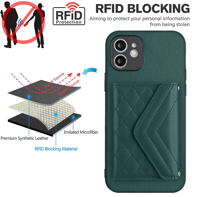 Capa de telemóvel com bolsa para cartões de textura rombica RFID com cordão longo, para iPhone 12 mini, para iPhone 11 Pro Max, para iPhone 11, para iPhone 11 Pro, para iPhone XS / X, para iPhone XR, para iPhone XS Max, para iPhone 8 Plus / 7 Plus