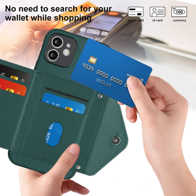 Capa de telemóvel com bolsa para cartões de textura rombica RFID com cordão longo, para iPhone 12 mini, para iPhone 11 Pro Max, para iPhone 11, para iPhone 11 Pro, para iPhone XS / X, para iPhone XR, para iPhone XS Max, para iPhone 8 Plus / 7 Plus