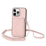 Capa de telemóvel com bolsa para cartões de textura rombica RFID com cordão longo, para iPhone 17 Pro Max, para iPhone 17 Pro, para iPhone 17, para iPhone Air, para iPhone 16 Pro Max, para iPhone 16 Pro, para iPhone 16 Plus, para iPhone 16