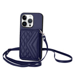 Capa de telemóvel com bolsa para cartões de textura rombica RFID com cordão longo, para iPhone 17 Pro Max, para iPhone 17 Pro, para iPhone 17, para iPhone Air, para iPhone 16 Pro Max, para iPhone 16 Pro, para iPhone 16 Plus, para iPhone 16