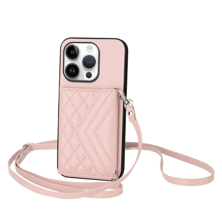 Capa de telemóvel com bolsa para cartões de textura rombica RFID com cordão longo, para iPhone 17 Pro Max, para iPhone 17 Pro, para iPhone 17, para iPhone Air, para iPhone 16 Pro Max, para iPhone 16 Pro, para iPhone 16 Plus, para iPhone 16