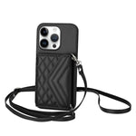 Capa de telemóvel com bolsa para cartões de textura rombica RFID com cordão longo, para iPhone 17 Pro Max, para iPhone 17 Pro, para iPhone 17, para iPhone Air, para iPhone 16 Pro Max, para iPhone 16 Pro, para iPhone 16 Plus, para iPhone 16