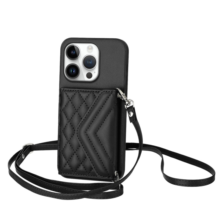 Capa de telemóvel com bolsa para cartões de textura rombica RFID com cordão longo, para iPhone 17 Pro Max, para iPhone 17 Pro, para iPhone 17, para iPhone Air, para iPhone 16 Pro Max, para iPhone 16 Pro, para iPhone 16 Plus, para iPhone 16