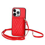 Capa de telemóvel com bolsa para cartões de textura rombica RFID com cordão longo, para iPhone 17 Pro Max, para iPhone 17 Pro, para iPhone 17, para iPhone Air, para iPhone 16 Pro Max, para iPhone 16 Pro, para iPhone 16 Plus, para iPhone 16