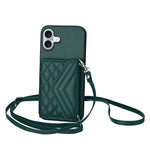 Capa de telemóvel com bolsa para cartões de textura rombica RFID com cordão longo, para iPhone 17 Pro Max, para iPhone 17 Pro, para iPhone 17, para iPhone Air, para iPhone 16 Pro Max, para iPhone 16 Pro, para iPhone 16 Plus, para iPhone 16