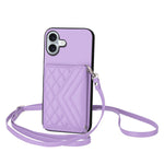 Capa de telemóvel com bolsa para cartões de textura rombica RFID com cordão longo, para iPhone 17 Pro Max, para iPhone 17 Pro, para iPhone 17, para iPhone Air, para iPhone 16 Pro Max, para iPhone 16 Pro, para iPhone 16 Plus, para iPhone 16