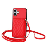 Capa de telemóvel com bolsa para cartões de textura rombica RFID com cordão longo, para iPhone 17 Pro Max, para iPhone 17 Pro, para iPhone 17, para iPhone Air, para iPhone 16 Pro Max, para iPhone 16 Pro, para iPhone 16 Plus, para iPhone 16