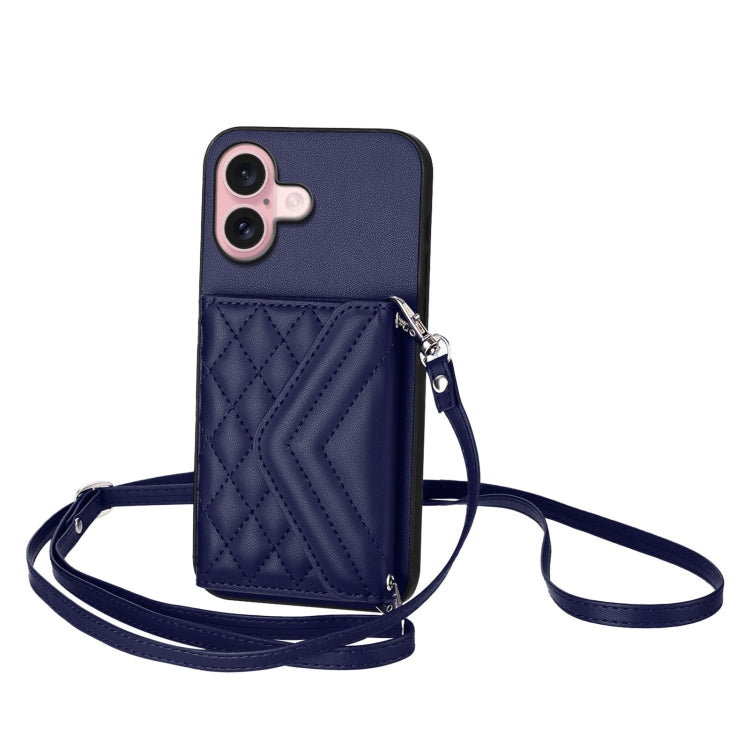 Capa de telemóvel com bolsa para cartões de textura rombica RFID com cordão longo, para iPhone 17 Pro Max, para iPhone 17 Pro, para iPhone 17, para iPhone Air, para iPhone 16 Pro Max, para iPhone 16 Pro, para iPhone 16 Plus, para iPhone 16