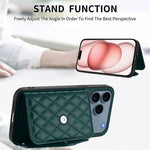 Capa de telemóvel com bolsa para cartões de textura rombica RFID com cordão longo, para iPhone 17 Pro Max, para iPhone 17 Pro, para iPhone 17, para iPhone Air, para iPhone 16 Pro Max, para iPhone 16 Pro, para iPhone 16 Plus, para iPhone 16
