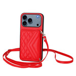 Capa de telemóvel com bolsa para cartões de textura rombica RFID com cordão longo, para iPhone 17 Pro Max, para iPhone 17 Pro, para iPhone 17, para iPhone Air, para iPhone 16 Pro Max, para iPhone 16 Pro, para iPhone 16 Plus, para iPhone 16