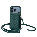 Capa de telemóvel com bolsa para cartões de textura rombica RFID com cordão longo, para iPhone 17 Pro Max, para iPhone 17 Pro, para iPhone 17, para iPhone Air, para iPhone 16 Pro Max, para iPhone 16 Pro, para iPhone 16 Plus, para iPhone 16