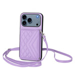 Capa de telemóvel com bolsa para cartões de textura rombica RFID com cordão longo, para iPhone 17 Pro Max, para iPhone 17 Pro, para iPhone 17, para iPhone Air, para iPhone 16 Pro Max, para iPhone 16 Pro, para iPhone 16 Plus, para iPhone 16