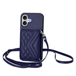 Capa de telemóvel com bolsa para cartões de textura rombica RFID com cordão longo, para iPhone 17 Pro Max, para iPhone 17 Pro, para iPhone 17, para iPhone Air, para iPhone 16 Pro Max, para iPhone 16 Pro, para iPhone 16 Plus, para iPhone 16