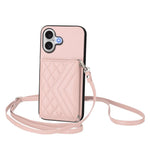 Capa de telemóvel com bolsa para cartões de textura rombica RFID com cordão longo, para iPhone 17 Pro Max, para iPhone 17 Pro, para iPhone 17, para iPhone Air, para iPhone 16 Pro Max, para iPhone 16 Pro, para iPhone 16 Plus, para iPhone 16