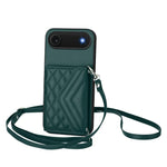 Capa de telemóvel com bolsa para cartões de textura rombica RFID com cordão longo, para iPhone 17 Pro Max, para iPhone 17 Pro, para iPhone 17, para iPhone Air, para iPhone 16 Pro Max, para iPhone 16 Pro, para iPhone 16 Plus, para iPhone 16