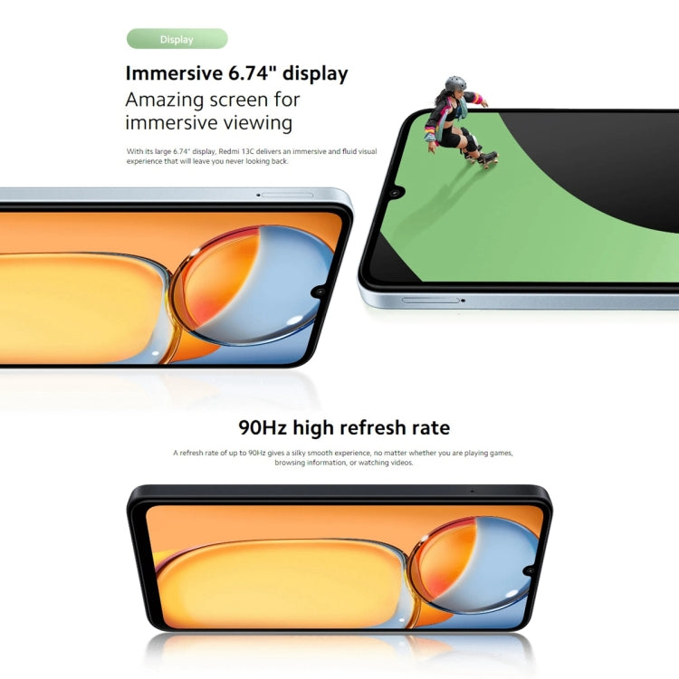 Xiaomi Redmi 13C 5G, 6,74 polegadas MIUI 14 MediaTek Dimensity 6100+ Octa Core 2,2GHz, NFC, Rede: 5G, Não suporta Google Play, 6GB+128GB