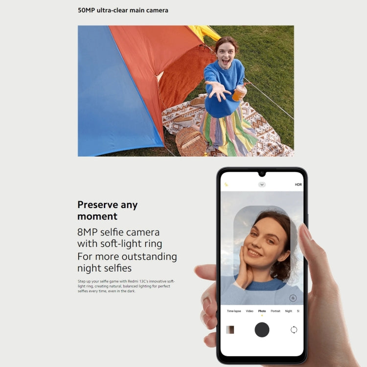 Xiaomi Redmi 13C 5G, 6,74 polegadas MIUI 14 MediaTek Dimensity 6100+ Octa Core 2,2GHz, NFC, Rede: 5G, Não suporta Google Play, 6GB+128GB