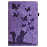 Capa para Tablet em Pele com Relevo de Gato Borboleta, Para iPad Air 13 2026 / 2025 / 2024, Para iPad Air 11 2026 / 2025 / 2024, Para iPad Pro 13 2025 / 2024, Para iPad Pro 11 2025 / 2024, Para iPad mini 2024 / 2021