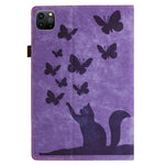 Capa para Tablet em Pele com Relevo de Gato Borboleta, Para iPad Air 13 2026 / 2025 / 2024, Para iPad Air 11 2026 / 2025 / 2024, Para iPad Pro 13 2025 / 2024, Para iPad Pro 11 2025 / 2024, Para iPad mini 2024 / 2021