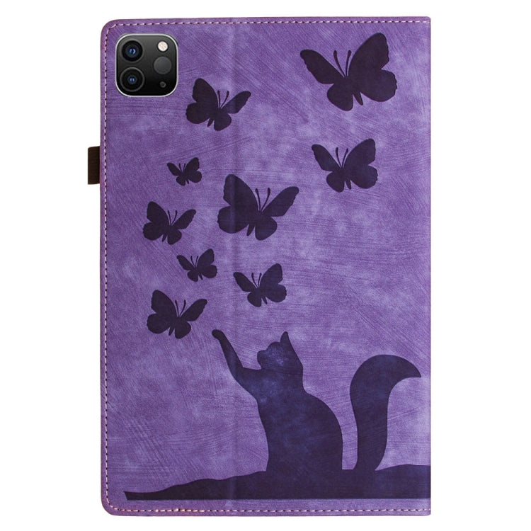Capa para Tablet em Pele com Relevo de Gato Borboleta, Para iPad Air 13 2026 / 2025 / 2024, Para iPad Air 11 2026 / 2025 / 2024, Para iPad Pro 13 2025 / 2024, Para iPad Pro 11 2025 / 2024, Para iPad mini 2024 / 2021