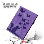Capa para Tablet em Pele com Relevo de Gato Borboleta, Para iPad Air 13 2026 / 2025 / 2024, Para iPad Air 11 2026 / 2025 / 2024, Para iPad Pro 13 2025 / 2024, Para iPad Pro 11 2025 / 2024, Para iPad mini 2024 / 2021