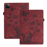 Capa para Tablet em Pele com Relevo de Gato Borboleta, Para iPad Air 13 2026 / 2025 / 2024, Para iPad Air 11 2026 / 2025 / 2024, Para iPad Pro 13 2025 / 2024, Para iPad Pro 11 2025 / 2024, Para iPad mini 2024 / 2021