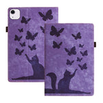 Capa para Tablet em Pele com Relevo de Gato Borboleta, Para iPad Air 13 2026 / 2025 / 2024, Para iPad Air 11 2026 / 2025 / 2024, Para iPad Pro 13 2025 / 2024, Para iPad Pro 11 2025 / 2024, Para iPad mini 2024 / 2021