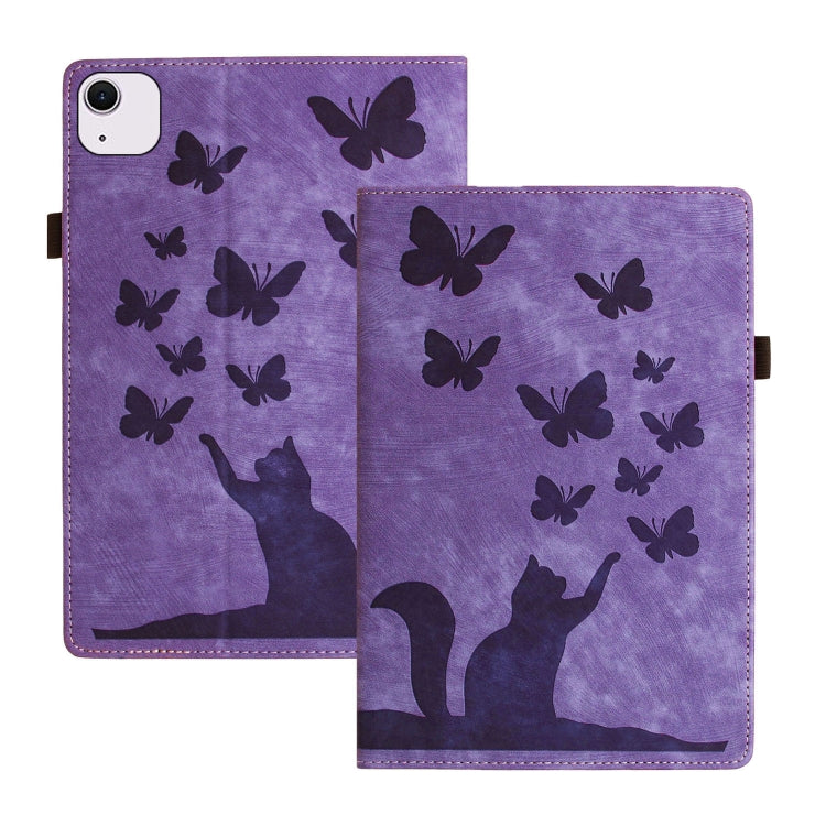 Capa para Tablet em Pele com Relevo de Gato Borboleta, Para iPad Air 13 2026 / 2025 / 2024, Para iPad Air 11 2026 / 2025 / 2024, Para iPad Pro 13 2025 / 2024, Para iPad Pro 11 2025 / 2024, Para iPad mini 2024 / 2021
