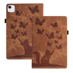 Capa para Tablet em Pele com Relevo de Gato Borboleta, Para iPad Air 13 2026 / 2025 / 2024, Para iPad Air 11 2026 / 2025 / 2024, Para iPad Pro 13 2025 / 2024, Para iPad Pro 11 2025 / 2024, Para iPad mini 2024 / 2021