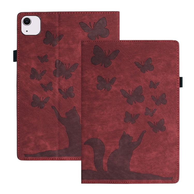 Capa para Tablet em Pele com Relevo de Gato Borboleta, Para iPad Air 13 2026 / 2025 / 2024, Para iPad Air 11 2026 / 2025 / 2024, Para iPad Pro 13 2025 / 2024, Para iPad Pro 11 2025 / 2024, Para iPad mini 2024 / 2021